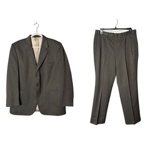 J Ferrar Wool Suit BlazerJacket Pants 44R Brown Single‎ Breasted Career Formal